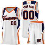 Custom White Navy and Orange Color Block Sports Uniform Basketball Jersey | BuyFootballJersey