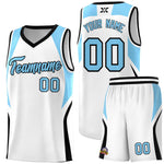 Custom White Light Blue and Black Color Block Sports Uniform Basketball Jersey | BuyFootballJersey