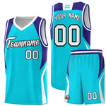 Custom Sky Blue Royal and White Color Block Sports Uniform Basketball Jersey | BuyFootballJersey