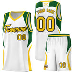 Custom White Hunter Green and Gold Color Block Sports Uniform Basketball Jersey | BuyFootballJersey