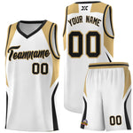 Custom White Old Gold and Black Color Block Sports Uniform Basketball Jersey | BuyFootballJersey