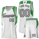 Custom White Green and Gray Color Block Sports Uniform Basketball Jersey | BuyFootballJersey