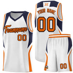 Custom White Navy and Orange Color Block Sports Uniform Basketball Jersey | BuyFootballJersey