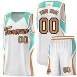 Custom White Blue and Buckskin Brown Color Block Sports Uniform Basketball Jersey | BuyFootballJersey