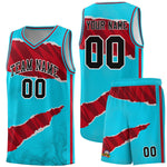 Custom Sky Blue Red-Black Tear Graffiti Pattern Sports Uniform Basketball Jersey | BuyFootballJersey