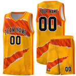 Custom Yellow Orange-Black Tear Graffiti Pattern Sports Uniform Basketball Jersey | BuyFootballJersey
