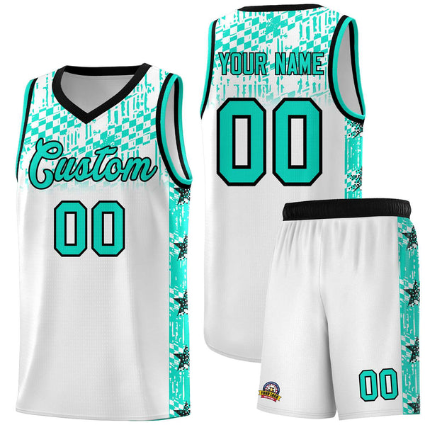 Custom White Mosaic Stars Pattern Sports Uniform Basketball Jersey | BuyFootballJersey