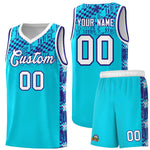 Custom Sky Blue Mosaic Stars Pattern Sports Uniform Basketball Jersey | BuyFootballJersey