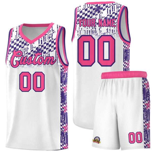 Custom White Mosaic Stars Pattern Sports Uniform Basketball Jersey | BuyFootballJersey