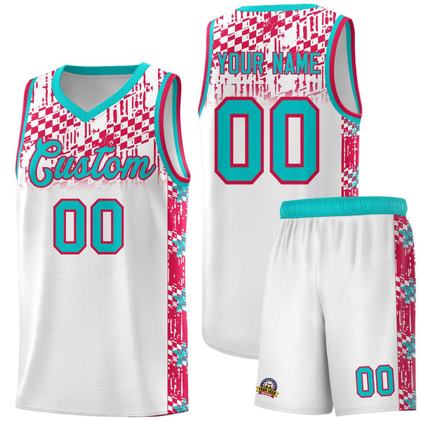 Custom White Mosaic Stars Pattern Sports Uniform Basketball Jersey | BuyFootballJersey