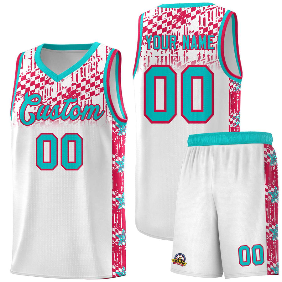 Custom White Mosaic Stars Pattern Sports Uniform Basketball Jersey | BuyFootballJersey