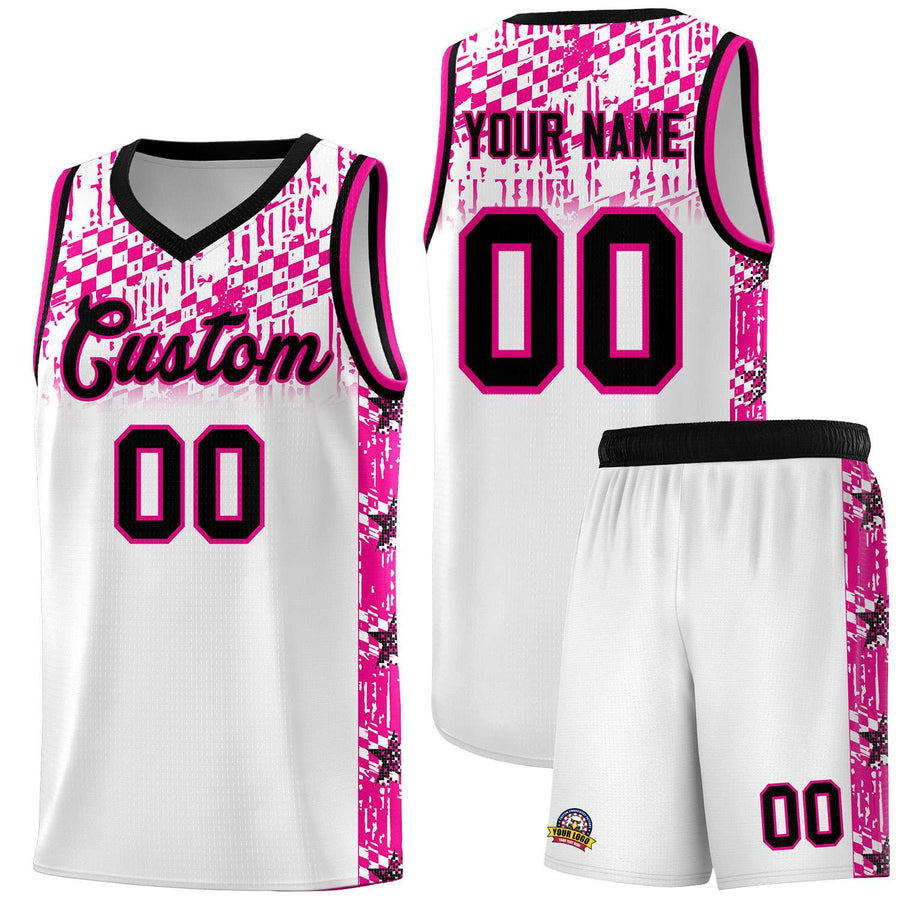 Custom White Mosaic Stars Pattern Sports Uniform Basketball Jersey | BuyFootballJersey