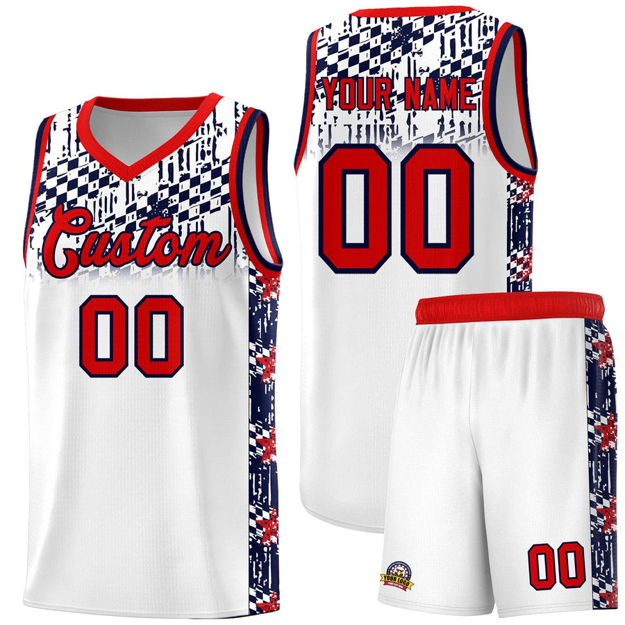 Custom White Mosaic Stars Pattern Sports Uniform Basketball Jersey | BuyFootballJersey