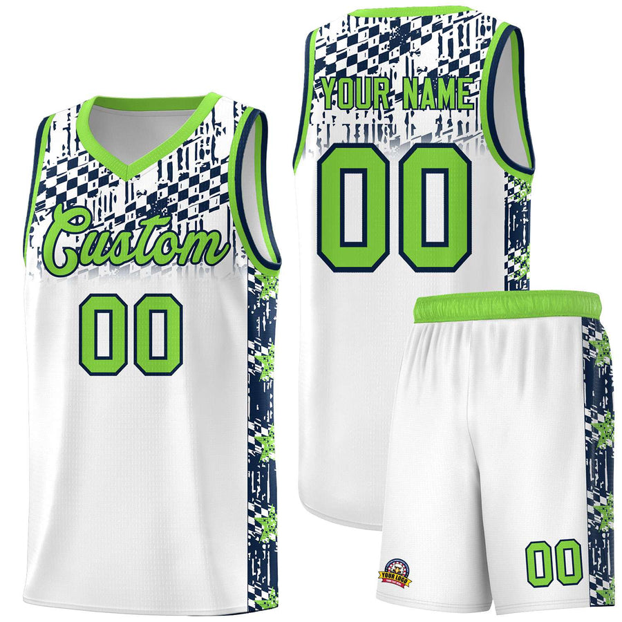 Custom White Mosaic Stars Pattern Sports Uniform Basketball Jersey | BuyFootballJersey