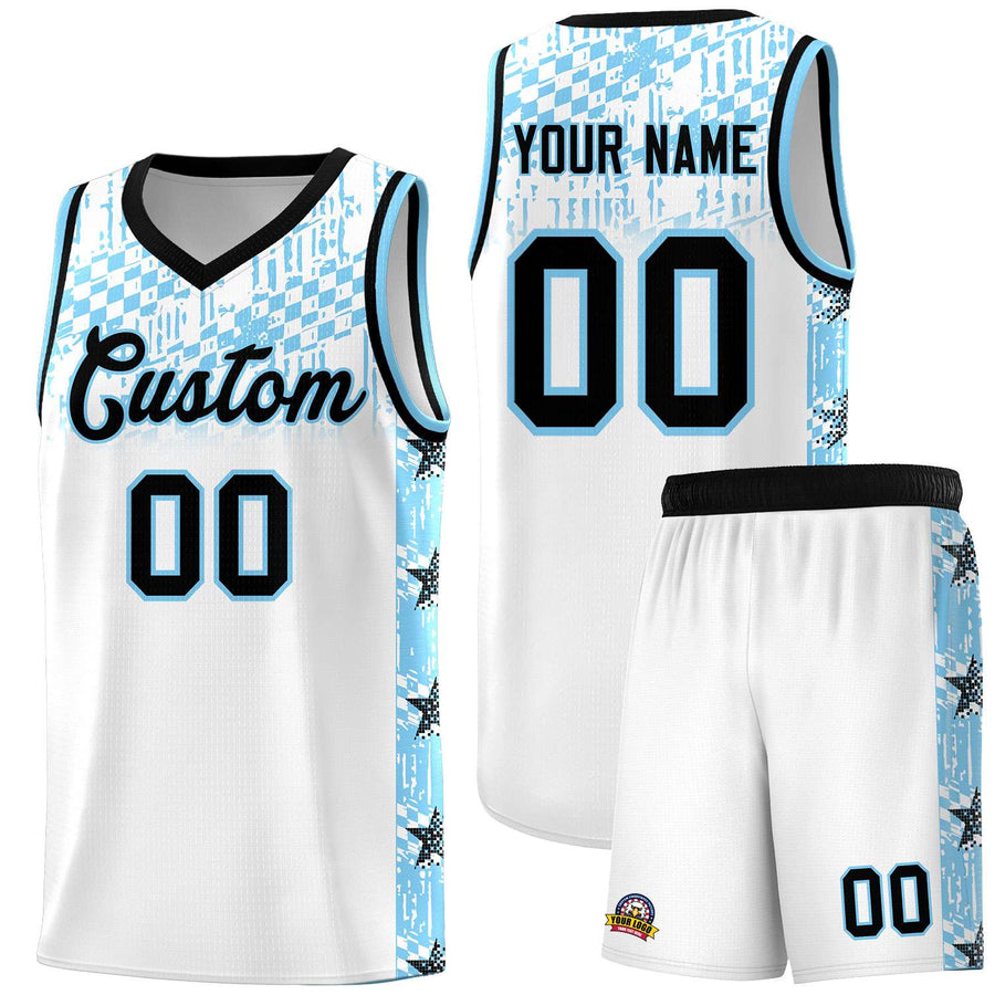 Custom White Mosaic Stars Pattern Sports Uniform Basketball Jersey | BuyFootballJersey