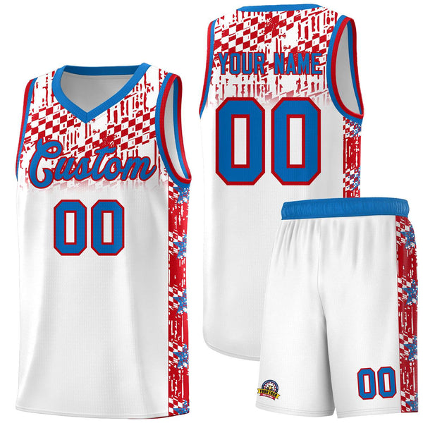 Custom White Mosaic Stars Pattern Sports Uniform Basketball Jersey | BuyFootballJersey