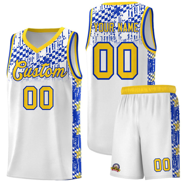 Custom White Mosaic Stars Pattern Sports Uniform Basketball Jersey | BuyFootballJersey