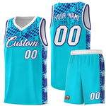 Custom Sky Blue Mosaic Stars Pattern Sports Uniform Basketball Jersey | BuyFootballJersey