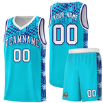 Custom Sky Blue Mosaic Stars Pattern Sports Uniform Basketball Jersey | BuyFootballJersey