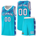 Custom Sky Blue Mosaic Stars Pattern Sports Uniform Basketball Jersey | BuyFootballJersey