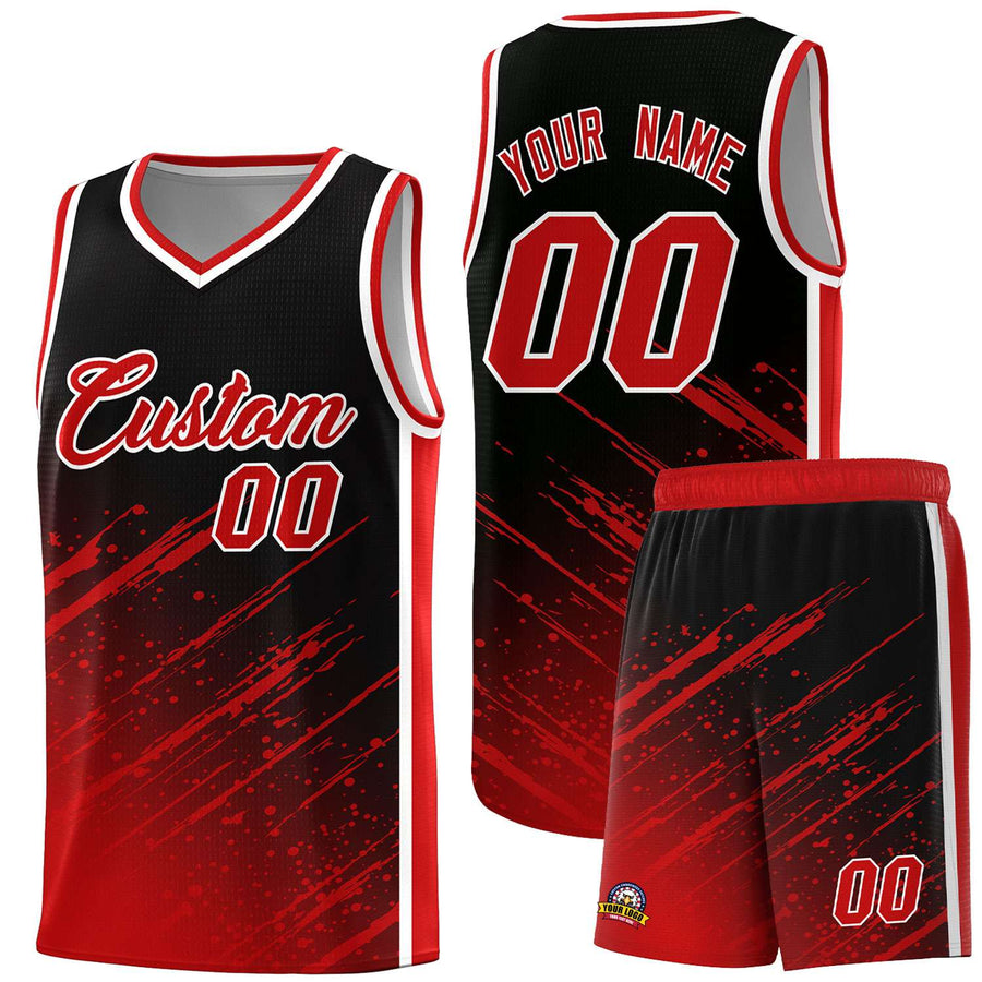 Custom Black Red Splash Basketball Uniforms - Lightweight for Practice | BuyFootballJersey