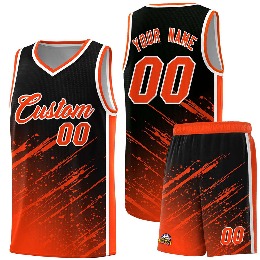 Custom Black Orange Splash Basketball Uniforms - Lightweight for School | BuyFootballJersey