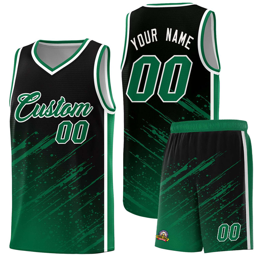 Custom Black Kelly Green Splash Basketball Uniforms - Lightweight for School | BuyFootballJersey