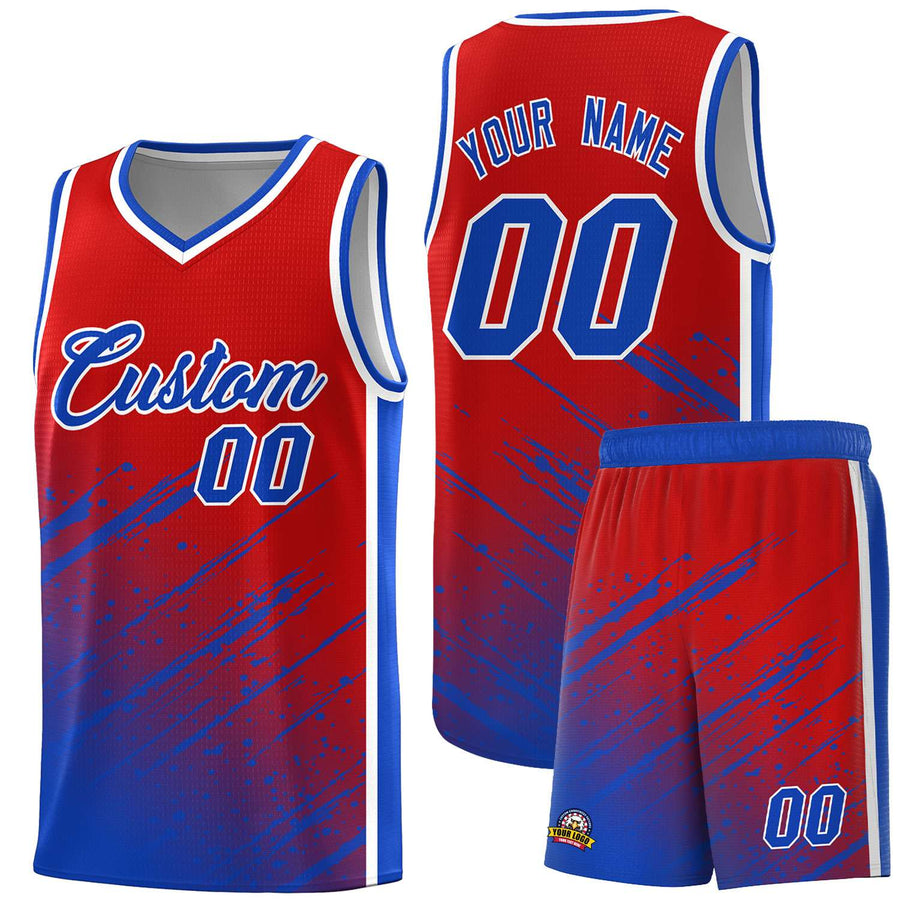 Custom Red Royal Splash Basketball Uniforms - Comfortable for Training | BuyFootballJersey