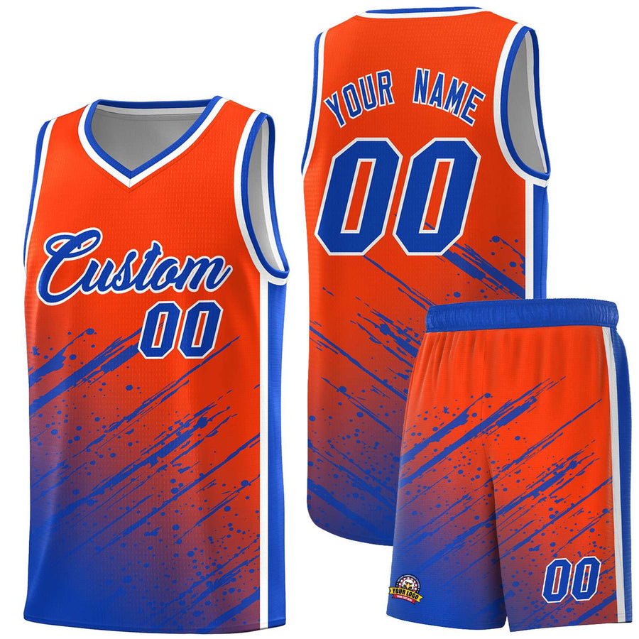 Custom Orange Royal Splash Basketball Uniforms - Lightweight for Practice | BuyFootballJersey