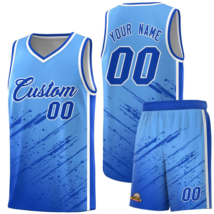 Custom Powder Blue Royal Splash Basketball Uniforms - Breathable Mesh for Training | BuyFootballJersey