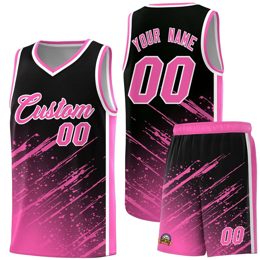 Custom Black Pink Splash Basketball Uniforms - Lightweight for Practice | BuyFootballJersey