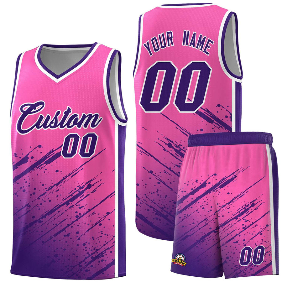 Custom Pink Purple Splash Basketball Uniforms - Lightweight for School | BuyFootballJersey