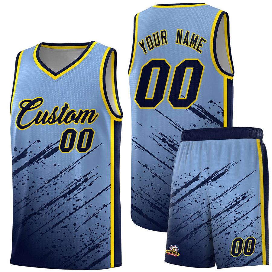 Custom Light Blue Navy Splash Basketball Uniforms - Comfortable for Training | BuyFootballJersey