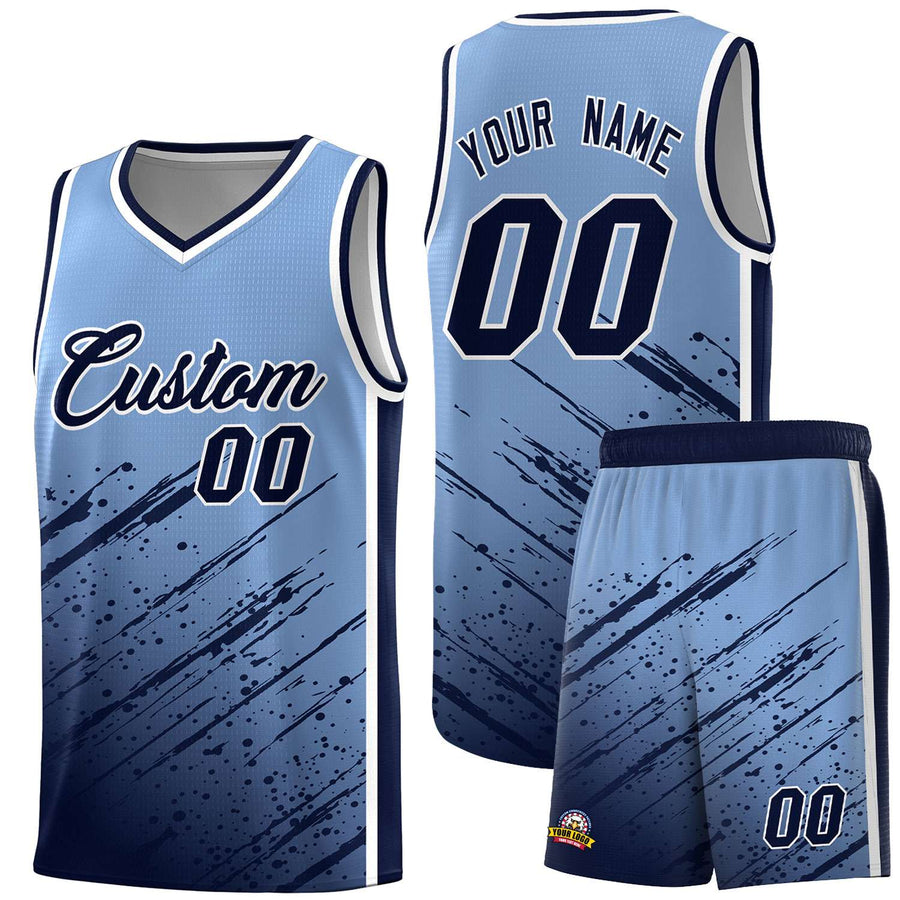 Custom Light Blue Navy Splash Basketball Uniforms - Lightweight for Practice | BuyFootballJersey
