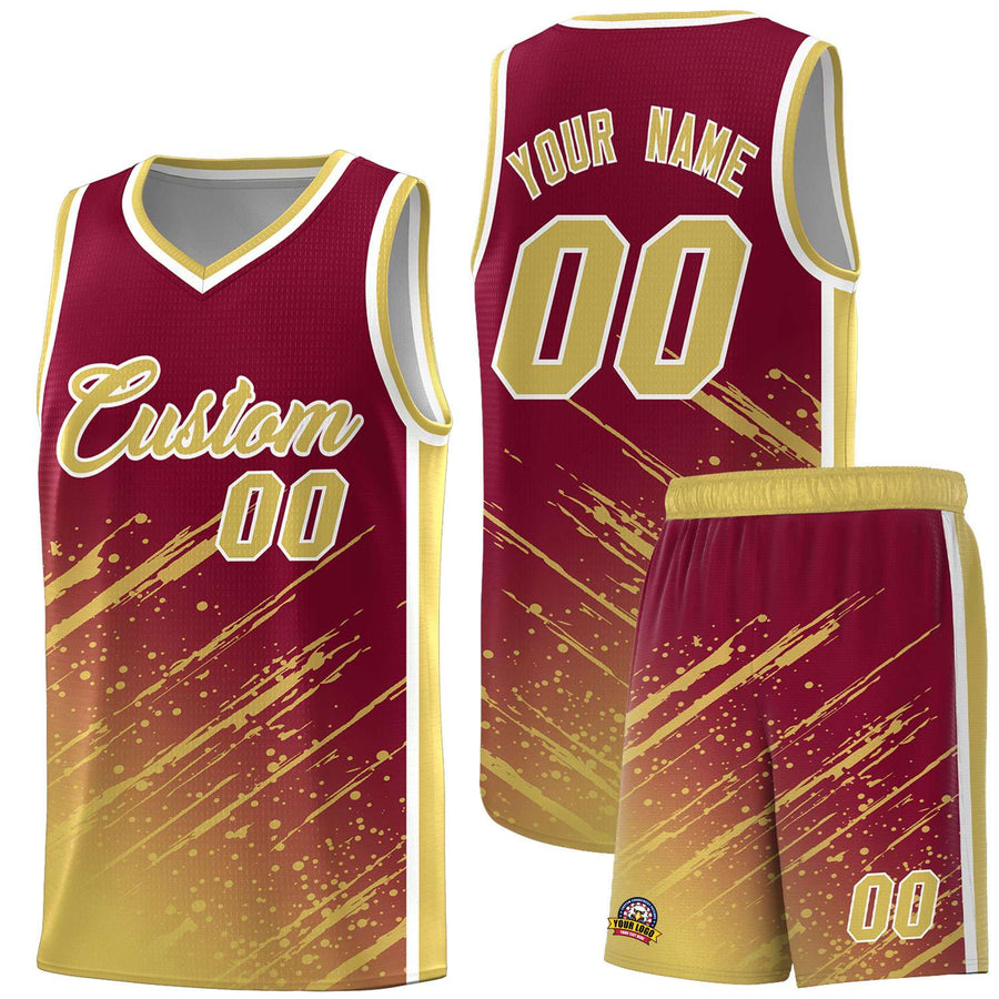 Custom Crimson Khaki Splash Basketball Uniforms - Moisture Wicking for Summer Camp | BuyFootballJersey