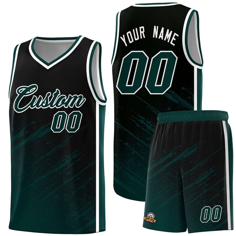 Custom Black Midnight Green Splash Basketball Uniforms - Breathable for Training | BuyFootballJersey