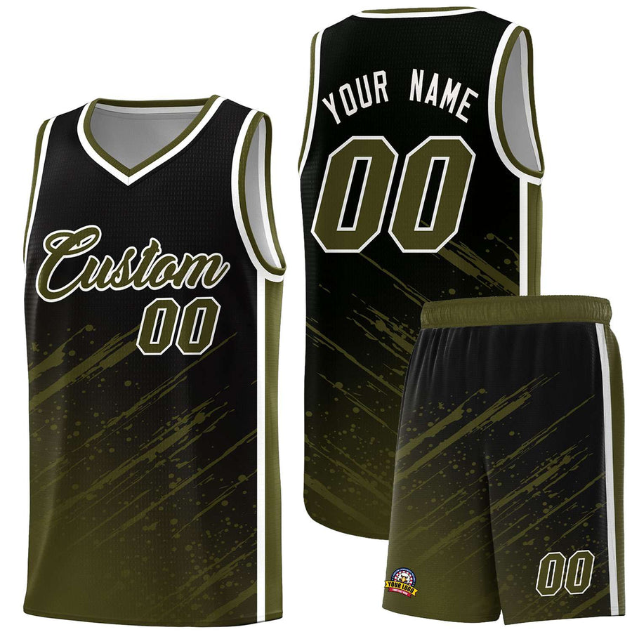 Custom Black Olive Splash Basketball Uniforms - High Quality for Match | BuyFootballJersey