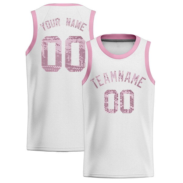 Custom White Sequined Tops Athletic Basketball Jersey | BuyFootballJersey