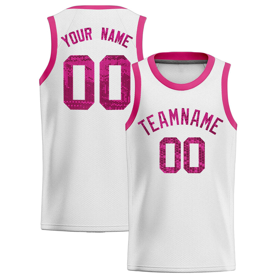 Custom White Sequined Tops Athletic Basketball Jersey | BuyFootballJersey