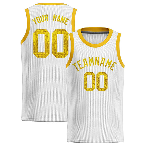 Custom White Sequined Tops Athletic Basketball Jersey | BuyFootballJersey