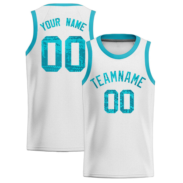Custom White Sequined Tops Athletic Basketball Jersey | BuyFootballJersey
