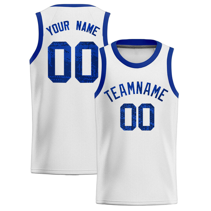 Custom White Sequined Tops Athletic Basketball Jersey | BuyFootballJersey