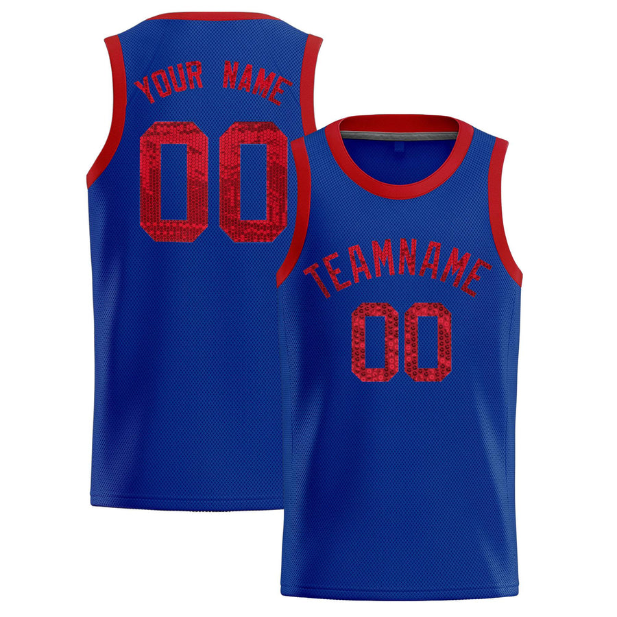 Custom Royal Sequined Tops Athletic Basketball Jersey | BuyFootballJersey