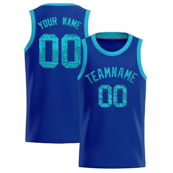Custom Royal Sequined Tops Athletic Basketball Jersey | BuyFootballJersey