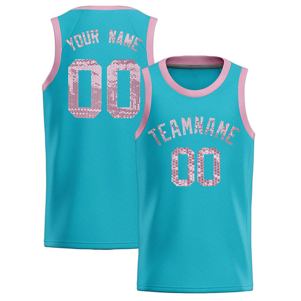 Custom Sky Blue Sequined Tops Athletic Basketball Jersey | BuyFootballJersey