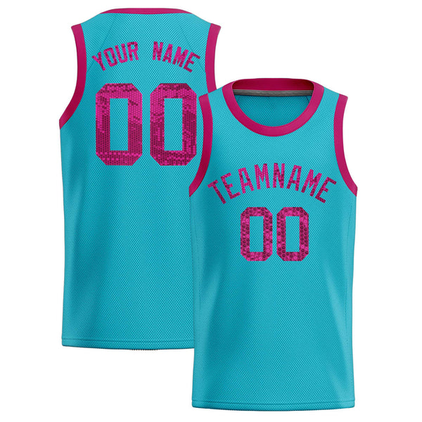 Custom Sky Blue Sequined Tops Athletic Basketball Jersey | BuyFootballJersey