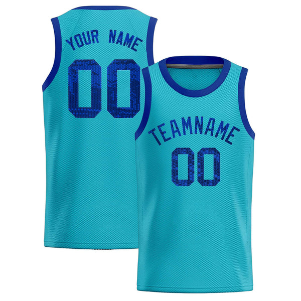 Custom Sky Blue Sequined Tops Athletic Basketball Jersey | BuyFootballJersey