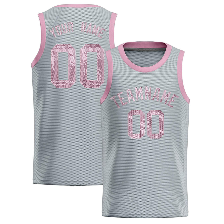 Custom Silver Sequined Tops Athletic Basketball Jersey | BuyFootballJersey