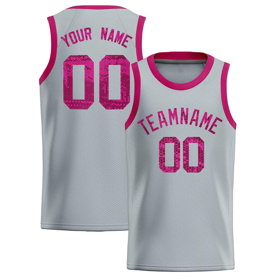 Custom Silver Sequined Tops Athletic Basketball Jersey | BuyFootballJersey