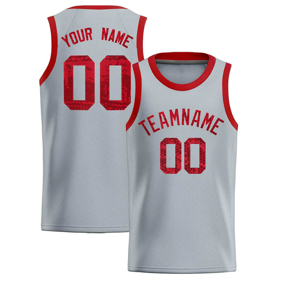 Custom Silver Sequined Tops Athletic Basketball Jersey | BuyFootballJersey